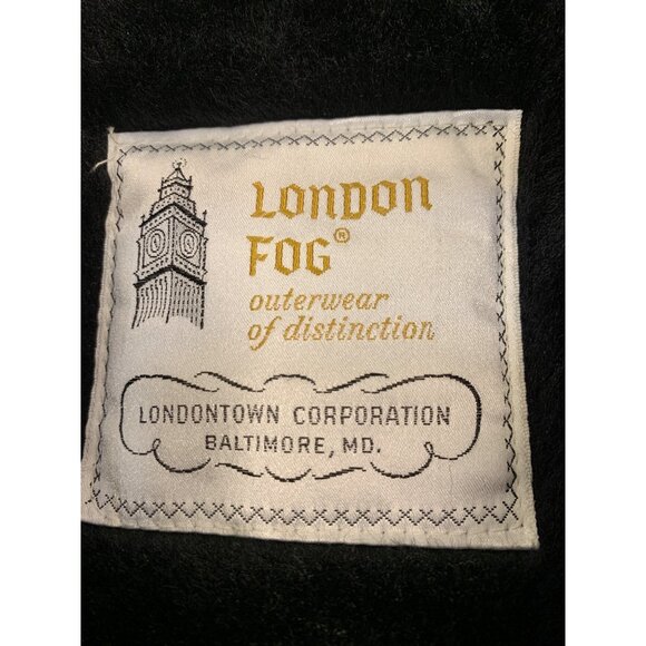 London Fog Mens Black Wool Blend Over Coat Faux Fur Collar Size 38S RJ10624 - Picture 3 of 9